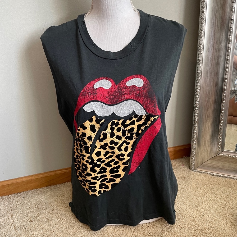 Daydreamer Rolling Stones Leopard Tongue Tank